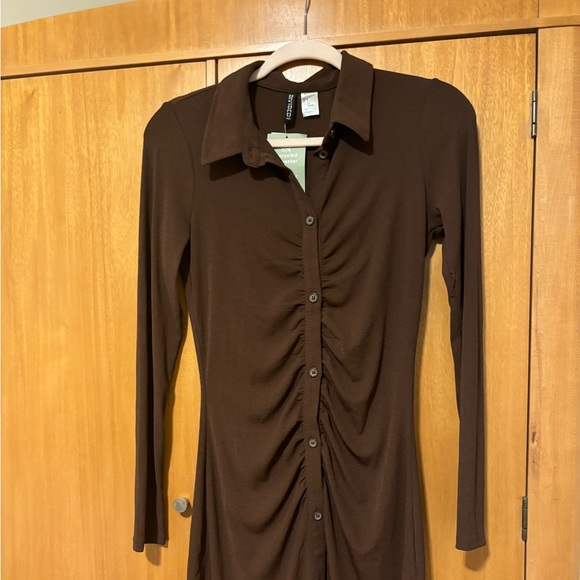 H&M button-down chocolate brown dress - Picture 1 of 8